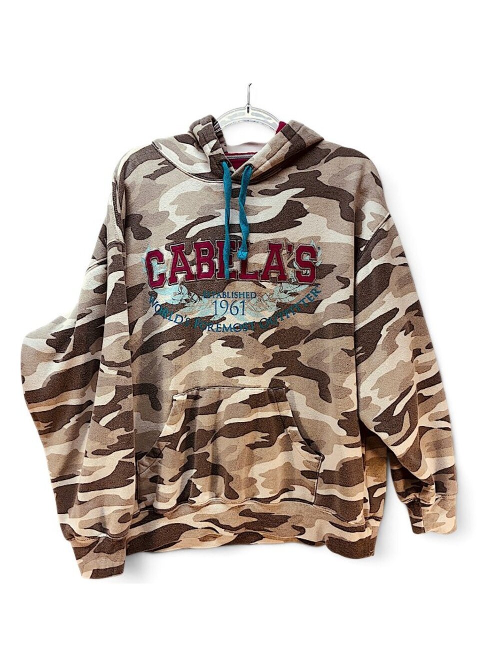 Cabela's Size XL Reg Women's Camo Hoodie W/Pink Embroidery Longsleeves